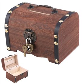 HAOBIN Coffre Au TréSor en Bois BoîTe Aux TréSors en Bois Coffre en Bois BoîTe De Coffre Au TréSor De Pirate Vintage en Bois Cof