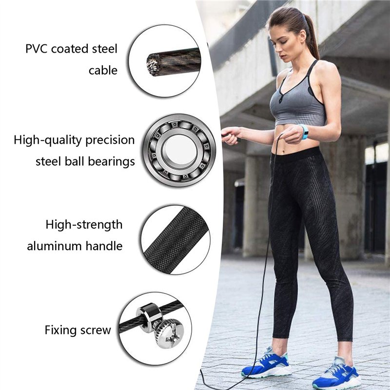 Image secondaire de EasyULT Corde à Sauter, Speed Jump Rope Réglable, Roulements à Billes en Acier, Poignées Antidérapantes en Alliage d'aluminium, 