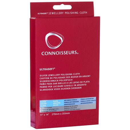 Connoisseurs Chamoisine Nettoyante pour Bijou en Argent et Pierres - Chiffon de Polissage pour Brillance Contre Poussière - 100%