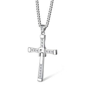 XHBTS Dominic Toretto's Cross Collier avec pendentif en argent pour homme avec boîte