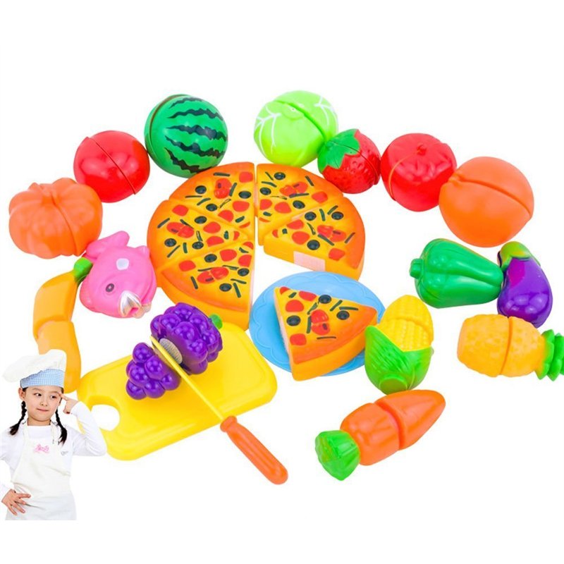 Image secondaire de NIWWIN Ensemble de 24 pièces d’aliments en jouets pour enfants Plastique Pizza découpée Fruits et légumes