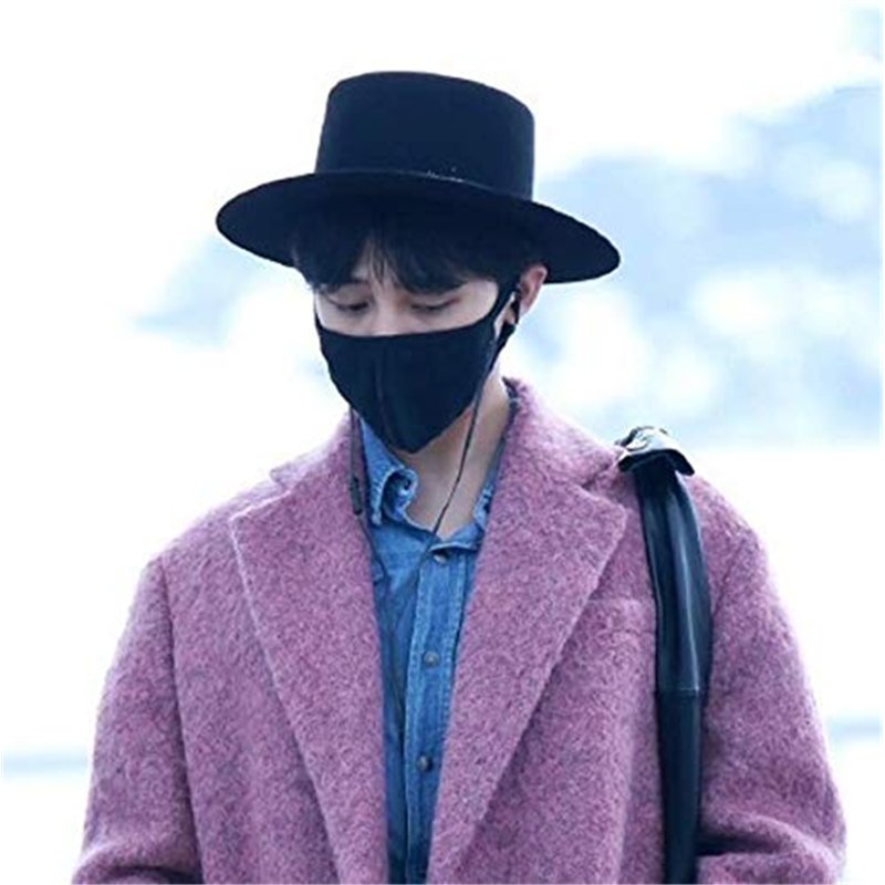 Image secondaire de 1 chapeau Fedora unisexe pour adulte classique en laine mélangée noir à large bord plat église derby chapeau haut pour fête de m