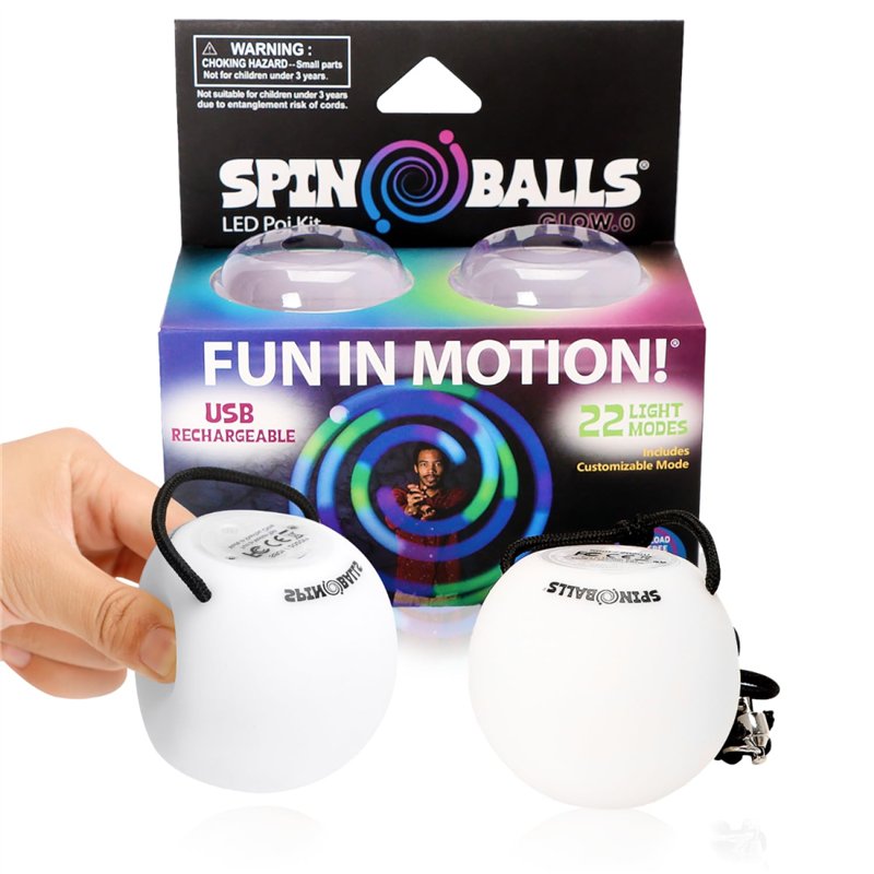 Spinballs Bolas Lumineuses - USB Rechargeable avec 22 Modes et Motifs Lumineux Colorés – Balle de Jonglage Durable, Soft-Core LE