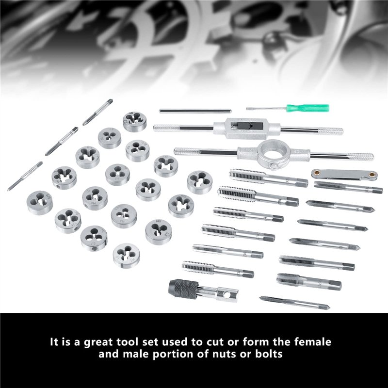 Image secondaire de Coffret Tarauds et Filières 40 Pièces M3 - M12 Jeu de Tarauds Kit Tarauds à Goujure Filières de Filetage Extracteurs de Vis Kit 