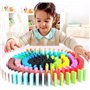 WANGZAIZAI 120 pièces en Bois Domino Bloc Ensemble Enfants début éducatif bâtiment Amusant Domino Jeu de Course Jouet Cadeau d'a