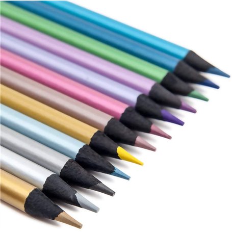 Madeki 12 Crayons de Couleur Métallisés pour Coloriages