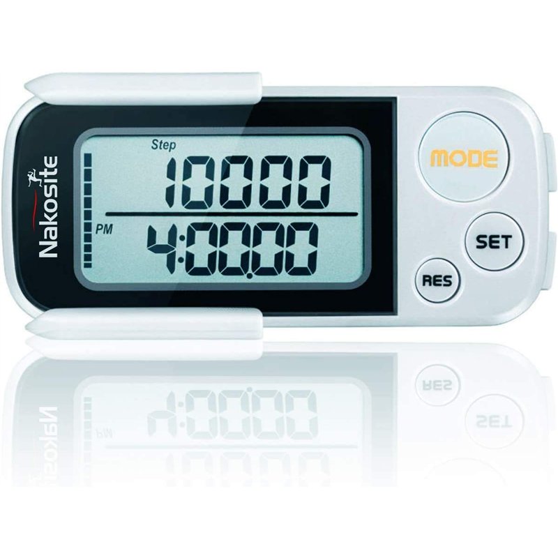 NAKOSITE Le Meilleur podomètre Marche 3D avec Sangle et Clip, Compteur de Pas de précision, Distance (Km et Miles), Calories Brû
