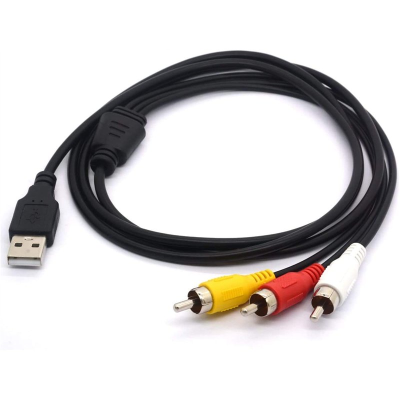 Câble USB vers 3 RCA, USB mâle vers 3 RCA mâles, câble répartiteur Caméscope Audio Vidéo AV Composite Extension Code pour Mac PC