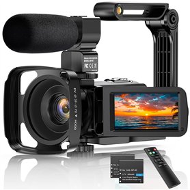 Caméra Vidéo 2.7K Caméscope UHD 36MP Caméra de Vlog pour Youtube IR Night Vision 3.0" LCD à écran Tactile 16X Zoom Camera Record