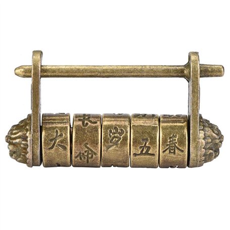 Serrure à Combinaison Vintage Chinois Cadenas à Combinaison Antique Rétro Ancien Style Serrure pour Boîte à Bijoux Tiroir Cabine