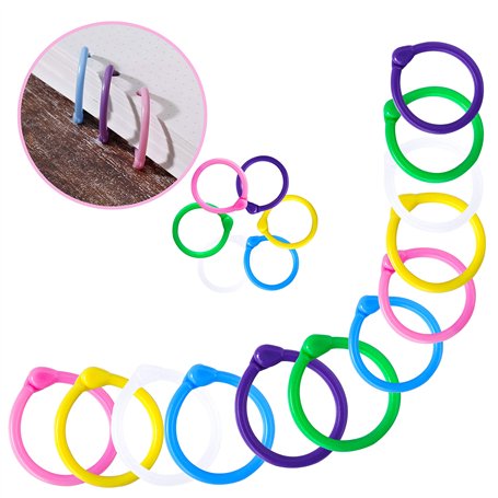 Anneaux de Livre Plastique Classeur à anneaux Métalliques Keychain pour Carte d'étude Album Photo Scrapbook Feuilles 96 Pièces M