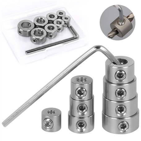 DXIA 8 Pièces Butée de Profondeur de Foret 3-10mm Avec Clé Hexagonale