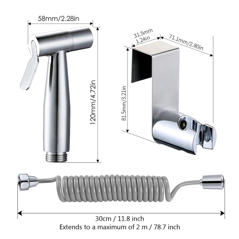 Image secondaire de Pulvérisateur de Bidet à Main – avec Crochet de Réservoir d'eau et Tuyau de Douche Flexible Télescopique en ABS de 59