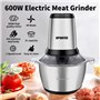 UPOHYEE Hachoir électrique 600 W hachoir cuisine avec 4 lames et 2 L Bol en acier inoxydable Electrique Mixeur Cuisine 2 vitesse