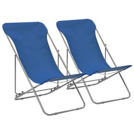 Tidyard Jeu de 2 Chaises de Plage Pliable (Inclinaison dans 3 Positions) en Acier et Tissu Oxford Bleu - Divers Couleurs aux Cho