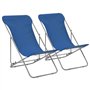 Tidyard Jeu de 2 Chaises de Plage Pliable (Inclinaison dans 3 Positions) en Acier et Tissu Oxford Bleu - Divers Couleurs aux Cho