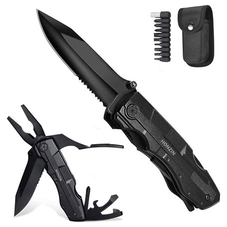 HONZIN Multi Usage Couteau Multi-Outils en Acier Inoxydable Outils Pince Couteau de Poche en Plein Air pour le Camping