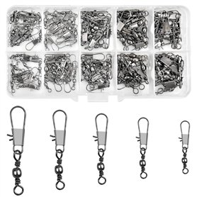100 Pcs Emerillon de Pêche Emerillons Roulement à Billes Pivotant de Pêche avec Verrouillage Encliquetable Connecteurs Instantan