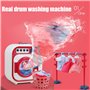 BSTCAR Mini jouet de machine à laver pour enfants, jouet électronique, jouet ménager, machine à laver avec divers accessoires et