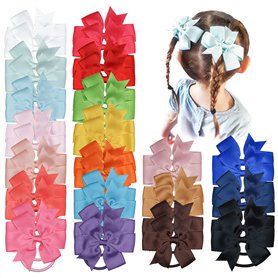 JOYOYO 40 pièces élastiques cheveux filles avec noeuds en ruban taille moyenne 9 cm