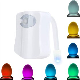 Temps de solde lumière LED pour WC 8 couleurs éclairage RGB salle de bain avec capteur crépusculaire