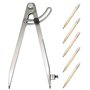 KINDPMA Compas de Mesure en Acier Professionnel Compas Pointe au Carbonne avec 5pcs Crayons Compas de Précision Réglage pour Cha