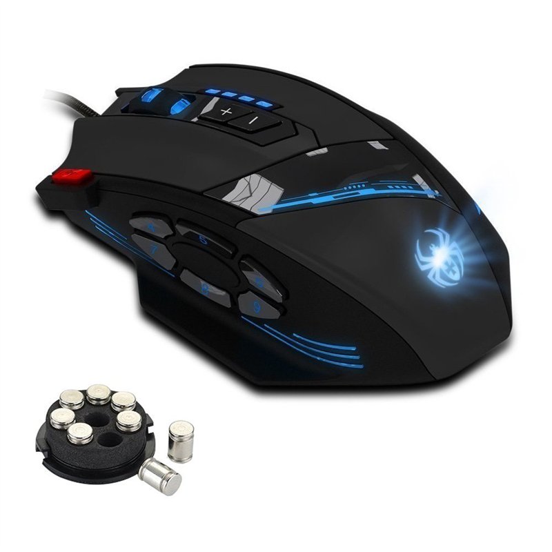 zelotes Souris Gamer Filaire,12 Boutons Programmables,4000DPI,8 Blocs de Poids,Haute Performance,RGB,Conception Ergonomique,Sour