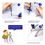 Lot avec compas en acier inoxydable et 5 accessoires pour enfants pour le dessin les mathématiques et la géométrie