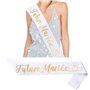 Écharpe EVJF en Polyester Blanche Bride To Be Ceinture Bande Ruban Accessoire Déguisement Décoration Party pour Enterrement de V