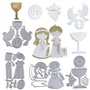 MEJOSER 4 Sets Matrices de Découpe Scrapbooking Baptême Cutting Dies Noël Pochoir Carbone pour Papier Carte Anniversaire Fête Ma