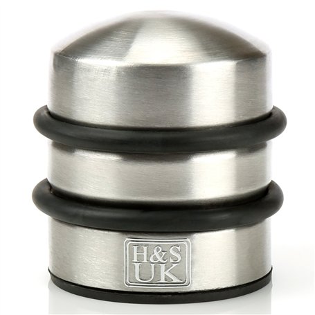 H&S Bloque Porte Acier Inoxydable - Cale Mobile Facile à Installer - Butee de Porte avec Anneaux de Protection en Caoutchouc - B