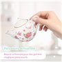 Jewelkeeper - Service à Thé en Porcelaine avec Panier pour Petites Filles, Dînette pour Enfants, 13 pièces - Design Floral