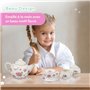 Jewelkeeper - Service à Thé en Porcelaine avec Panier pour Petites Filles, Dînette pour Enfants, 13 pièces - Design Floral
