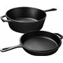 KICHLY Pré-assaisonné Dutch Oven - Dual Function Cocotte Pot à Feuf - Poêle en Fonte pour la Cuisinière & le Camping
