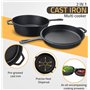 KICHLY Pré-assaisonné Dutch Oven - Dual Function Cocotte Pot à Feuf - Poêle en Fonte pour la Cuisinière & le Camping, pour l'ext