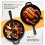 KICHLY Pré-assaisonné Dutch Oven - Dual Function Cocotte Pot à Feuf - Poêle en Fonte pour la Cuisinière & le Camping, pour l'ext