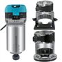 VEVOR Défonceuse Électrique 710W Affleureuse à Bois avec 3 Bases Fixe Inclinable Plongeante, 13000-33000 tr/min Outil Menuiserie