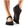 1 Paire de chaussettes de yoga pour femme ToeSox Bella en coton bio avec coup de pied découvert S noir