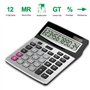 Helect H1006 Calculatrice de Bureau à 12 Chiffres, Fonction Standard d'affaires Calculateur de Bureau, Argent