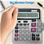 Helect H1006 Calculatrice de Bureau à 12 Chiffres, Fonction Standard d'affaires Calculateur de Bureau, Argent