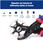WORKPRO Pince Perforatrice avec 6 Tailles de Poinçon Interchangeables pour Tissu, Ceinture en Cuir, Sac, Plastique, Papier