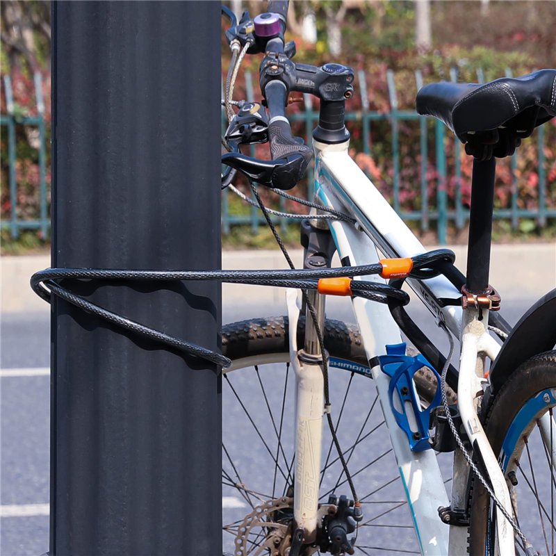 Image secondaire de ValueMax Câble Antivol Vélo 213 cm x 12 mm, Antivol Vélo de Sécurité avec Revêtement PVC, Double Boucle Tressée, pour Cadenas, A