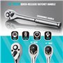 DURATECH Coffret de Douilles Clés à Cliquet et Embouts Professionnels 121 Pièces, 1/4" et 3/8" Douilles Cr-V Métriques et Impéri