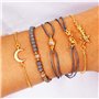 Edary Lot de 6 bracelets boho Étoiles et lune en cristal et pierres précieuses bracelet Doré perles fait à la main chaîne pour f