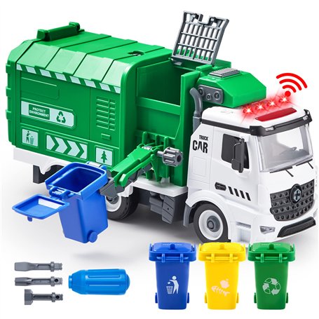 JOYIN Jumbo Camion à ordures à démonter alimenté par friction latérale avec lumière et sons
