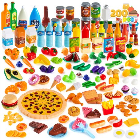 JOYIN 200 pièces Enfants Jouent à la Nourriture Deluxe Jeu de Simulation Ensemble de Nourriture Jouet Nourriture Jouer Accessoir