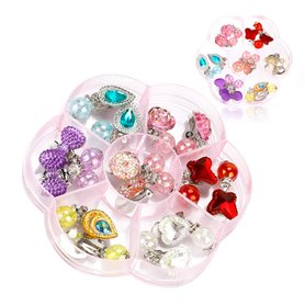 Hifot 7 paires Boucles d'oreilles clip Boucles d'oreilles sans motif percé Habille Princesse Bijoux Accessoires pour les filles