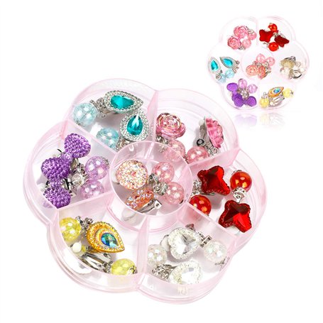 Hifot 7 paires Boucles d'oreilles clip Boucles d'oreilles sans motif percé Habille Princesse Bijoux Accessoires pour les filles