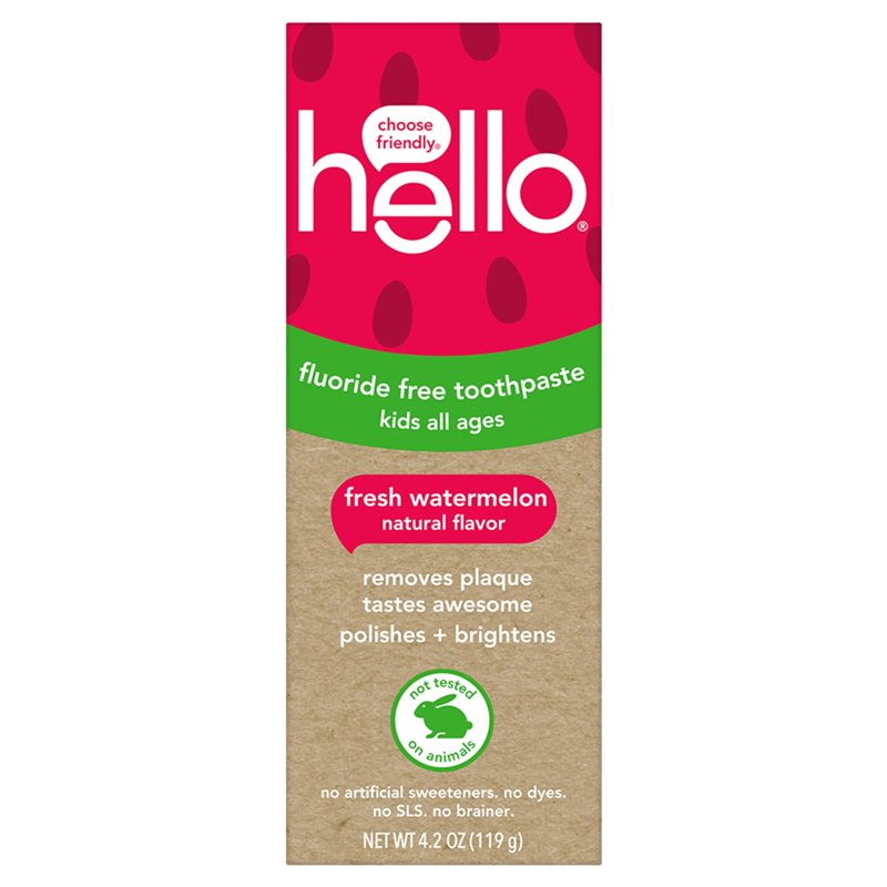 Hello Kids Fluoride Free and SLS Free Toothpaste, Natural Watermelon 4.2oz by Hello Oral Care