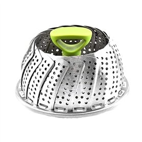 Faneli Cuiseur Vapeur Cuiseur Vapeur en Acier Inoxydable avec Manche Anti-Chaud Extensible et Pieds Antidérapants Insert Vapeur